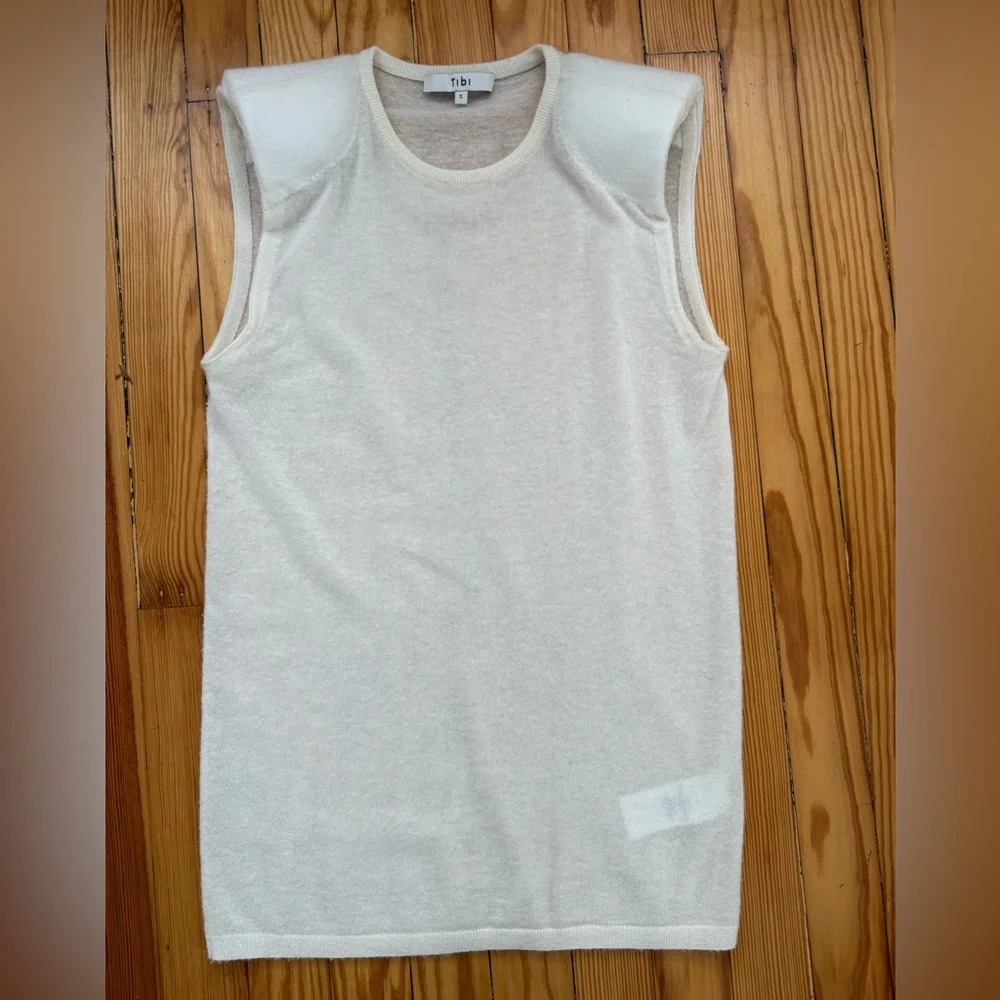 Tibi Mercerized Wool Tube Tank with Shoulder Pads - Picture 2 of 6
